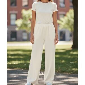 Alfred Dunner White Polyester Blend lined white pants Size 14
